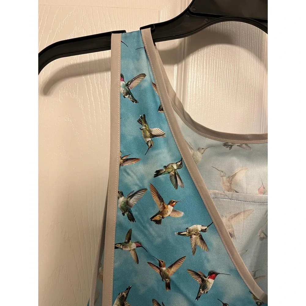 Criss Cross Apron Pockets: Hummingbird Print, S-L Cottagecore Crossback Apron